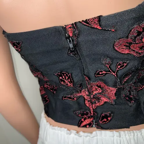 ❤️ Costarellos floral rose sleeveless corset crop top Black