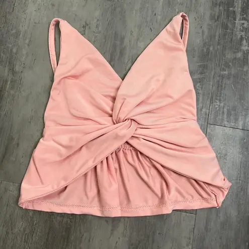 Knot Front Cropped Tank Top Pink Size Small