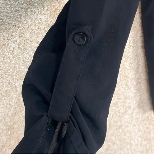 Coldwater Creek Imperfect black blouse large basic top roll tab sleeves minimal