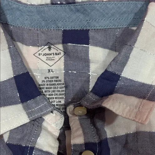 st. john's bay  Navy, Pink and Cream Plaid Shirt