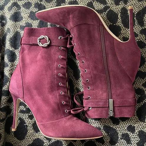 L'Agence Burgundy Lace-Up Boots size 6