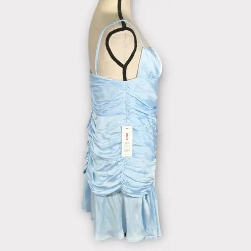 Bardot Quinn Ruched Minidress Women's Sz 6 Sky Blue Sleeveless NWT