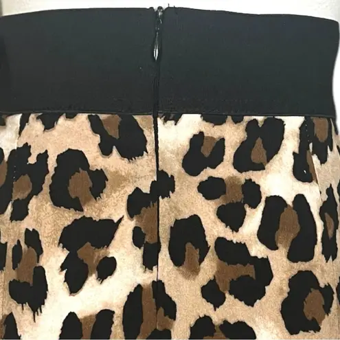 Grace Karin A-line Midi Skirt Lined Black Brown Leopard Print Women’s Size XL