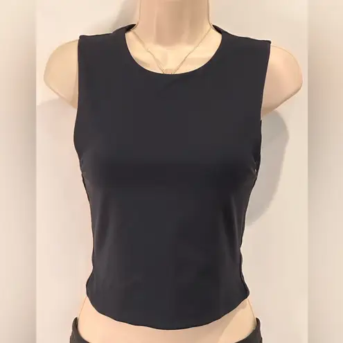 Babaton Aritzia Contour Cropped Muscle Tank Top Black High Neck Sz Medium