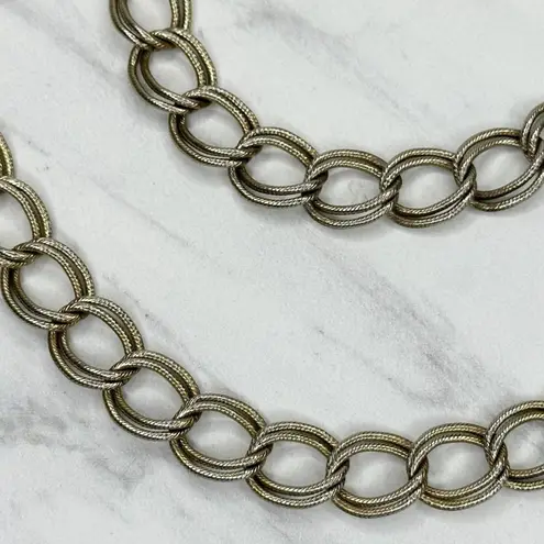 Gold Tone Textured Chain Link Belt Double Hook One Size Y2K ✨