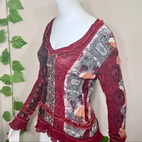 Alberto Makali Multi-print Floral Ruffle Blouse