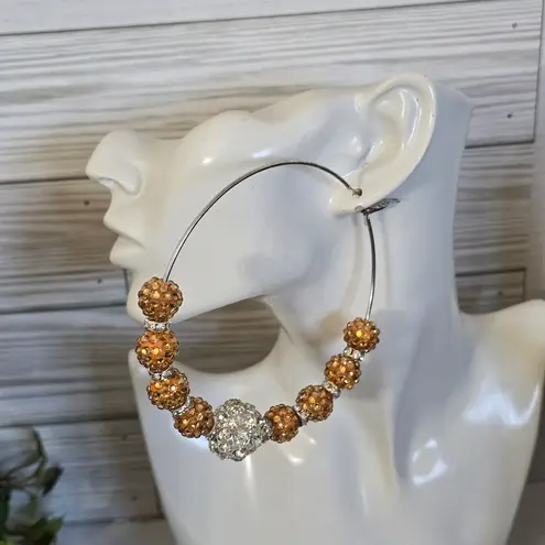 XL Statement Disco Ball Hoop Earrings Gold