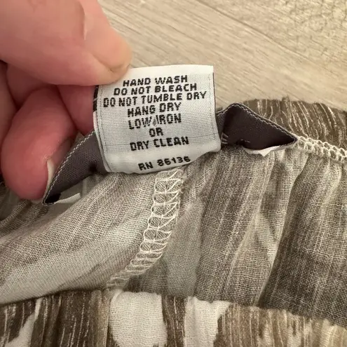 Bryn Walker 100% Cotton Sand Eli Pants Cropped Flowy Wide Leg Artsy Ikat Size XS