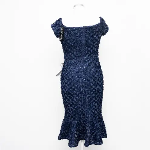 XScape - 3D Petal Off-The-Shoulder Lace Fit & Flare Dress