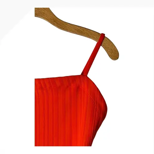 Solid & Striped Swimsuit Women Medium Orange Candy Red Gemma Rib Knit One Piece