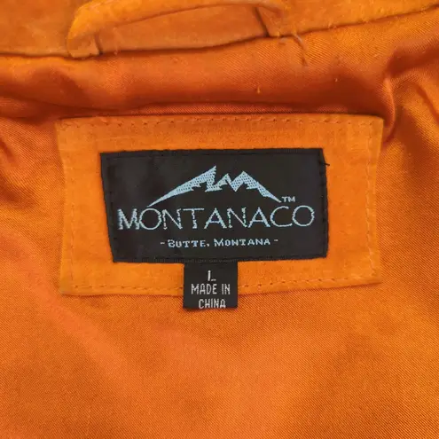 MontanaCo Suede Leather Jacket Women's Full Zip Copper Orange Warm Tone Large