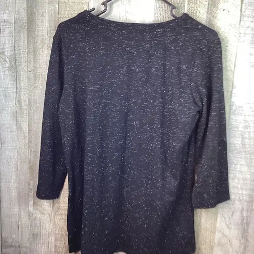 Goodnight Kiss Size Small 3/4 Sleeve Crewneck Sleep Top Black & Silver M…
