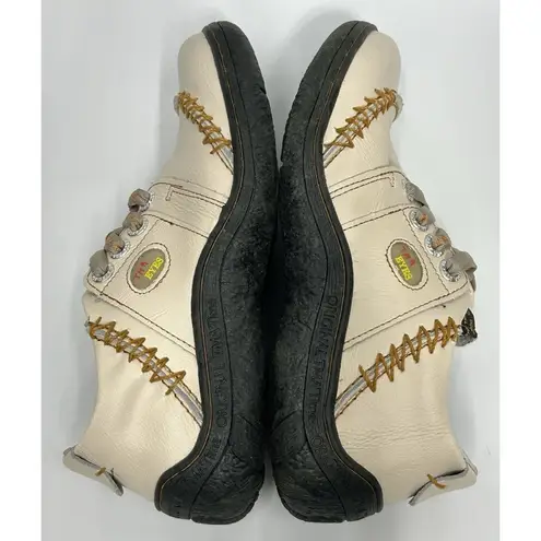 TMA EYES Womens Shoes Stitched Leather Walking Sneakers Lace Up Beige/Bone 7.5 Tan