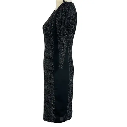 Joseph Ribkoff SZ 6 Bodycon Dress Scoop Neck 3/4 Sleeve Stretch Sparkly Glitter