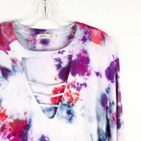 Heart Hips Small Top Handmade Tie Dye My Love Purple Pink Strappy Keyhole 265