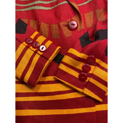 Petite Sophisticate Vintage Linen Blazer Size 4 Lined Pockets Abstract Girl Boss