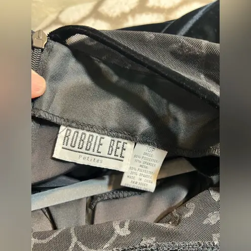 Robbie Bee Black Dress Party/Evening Gown Petite Velvet with Sheer Sleeves-elegant,lovely