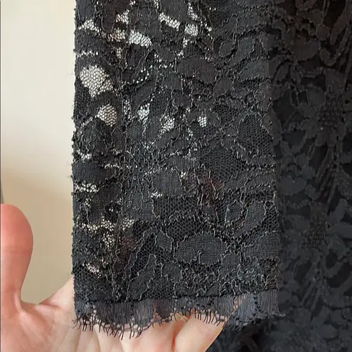 Jump Apparel Black Mesh Floral Long Sleeve Sheath Cocktail Dress - Size Large