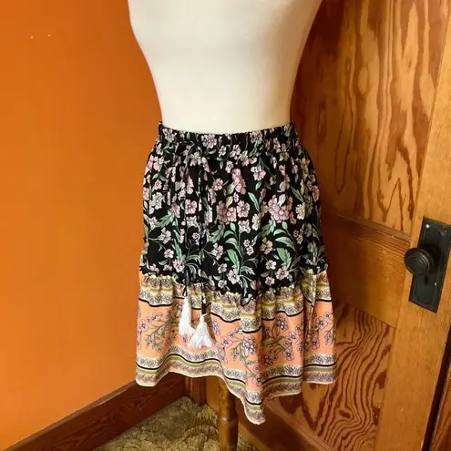 CDM Bright Floral Boho Mini Skirt Size M