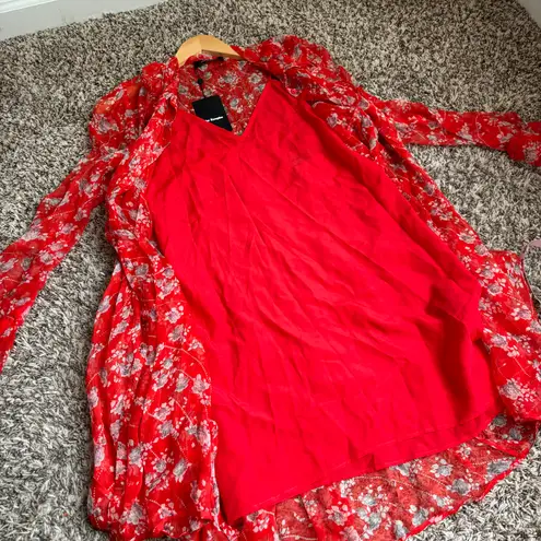 The Kooples The Koople Silk Crepon Dotted Line Floral Dress - Red Size US M