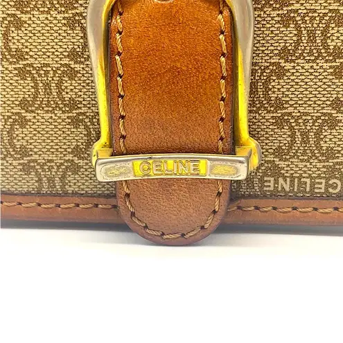 CELINE • vintage Macadam Triompe canvas and leather shoulder bag