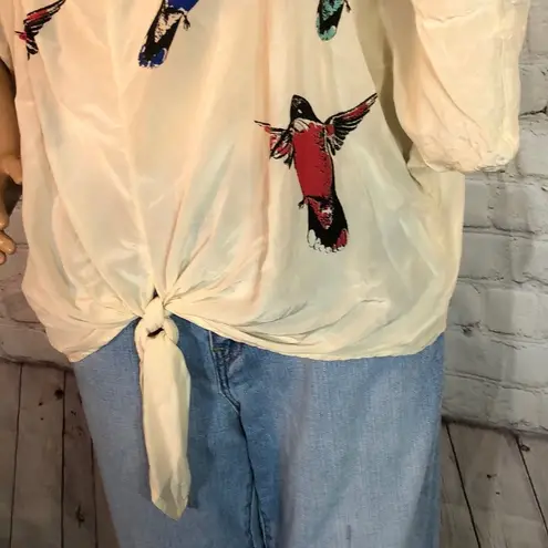 Fifteen Twenty Fifteen-Twenty Silk Tie Waist Top Hummingbirds S