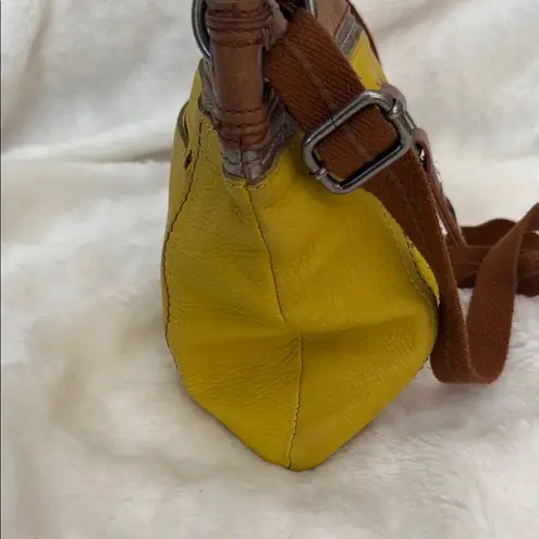 The Sak Yellow and Brown Crossbody Bag with Buckle Detail