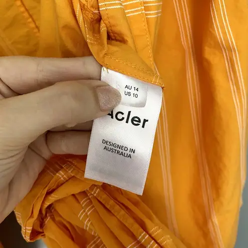 Acler Wyatt Orange Stripped Puff Sleeves Summer Wrap Cropped Blouse 10