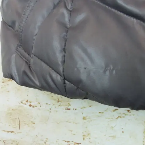 Esprit VTG Y2K Puffer Vest Womens 4US Metallic Coated Gray Hooded Down Feather