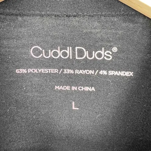 Cuddl Duds Black Camping Graphic Crew Neck Long Sleeve Lounge Shirt Womens Large