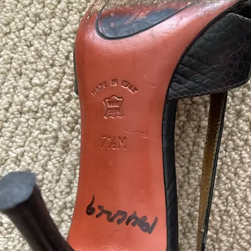 Donald J Pliner Black Croc Patterned Leather High Heel Shoes Pumps Size 7.5