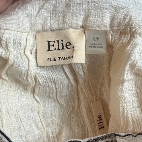 Elie Tahari NWT Boho Embroidered Blouse Square Collar Top Buttercream S/P