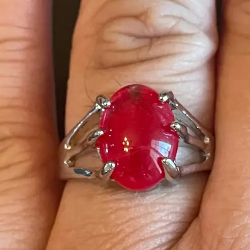 Red sapphire S925 silver ring size 9.75