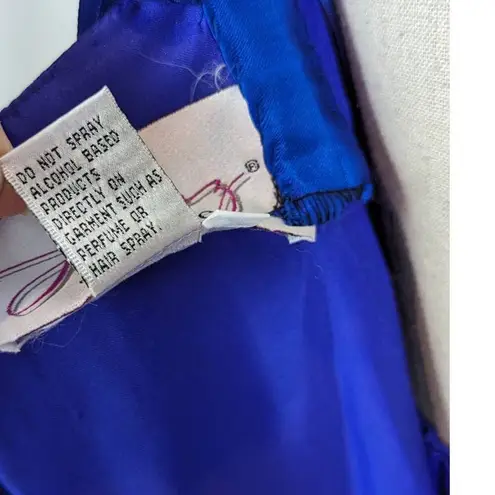 Jazz Couture Designs by Adagio Bella Long Silk Beaded Formal Gown Blue Size 14