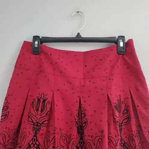 Apt. 9  Red & Black Floral Boho Pleated A-Line Skirt 4