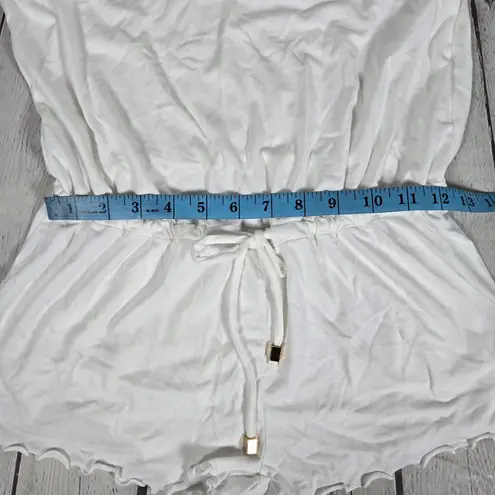 California Waves Romper Swimsuit Cover Up Drawstring Waist Arctic White XS NWT