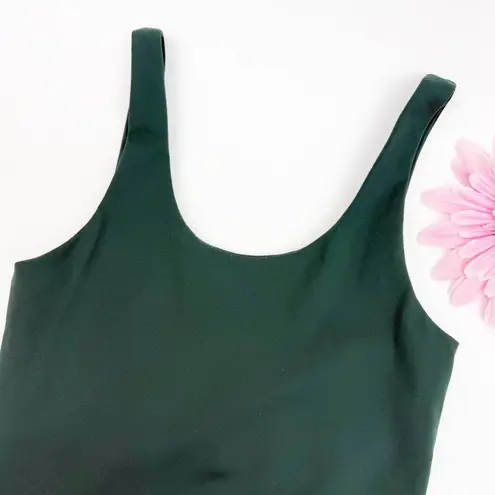 Girlfriend Collective Bike Unitard Romper Moss Green Scoop Back Athletic Workout