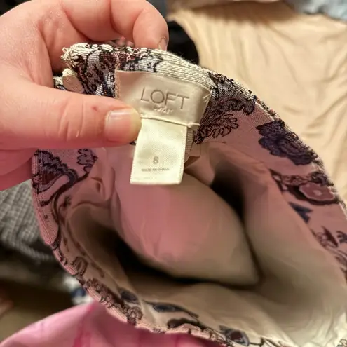 Loft Outlet Ladies Skirt Size 8 Lined Cream Floral Pattern Dusty Rose, Blue