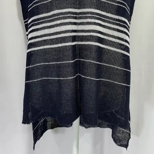 Acrobat New Stripe Linen Blend Sweater Lightweight Knit Sleeveless Pullover Navy
