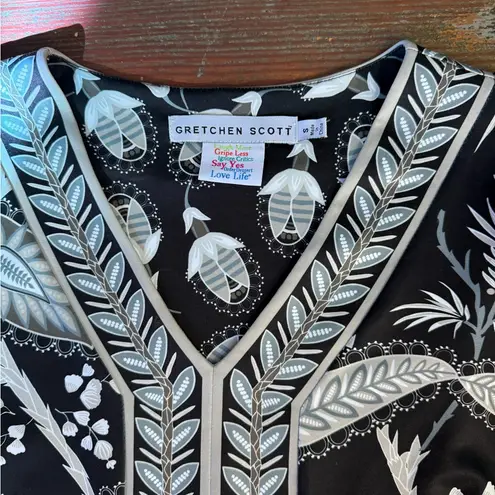 Gretchen Scott Designs Bordertown V Neck 3/4 Sleeve Dress ~ Size Small 🧡🍄 Black Size M