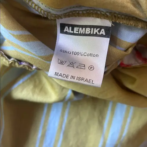 Alembika Striped Wide Leg High Waist Butter Yellow White Pants Size 4 Gold Size L