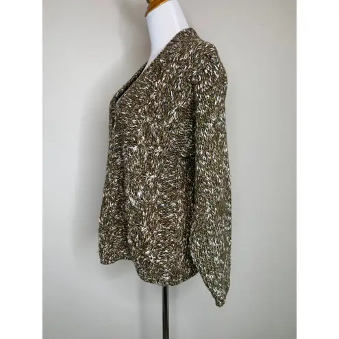 Leslie Faye Vintage Marled Chunky V Neck Sweater Sz Medium Brown Cream
