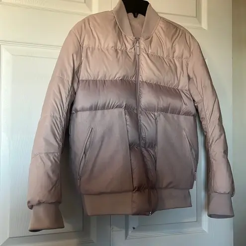 Lululemon  | Goose Down Bomber Jacket Wool Reversible Size 2 Baby Pink