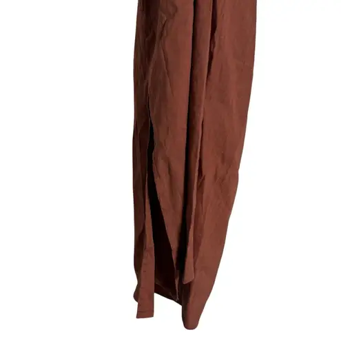 We Wore What Brown Shell Chain Halter Beach Resort Linen Midi Dress Size Medium