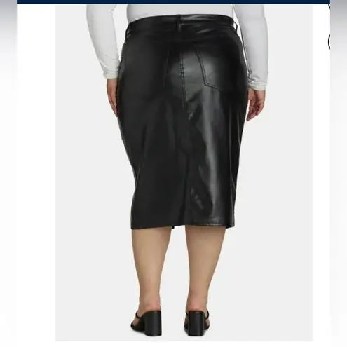 Time And Tru New Wonen’s High Rise Faux Leather Black MidiSkirt Size 22W NWT