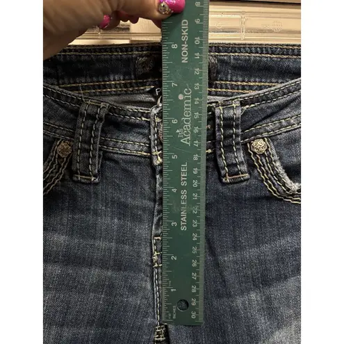 Silver Jeans Pioneer Boot Med Wash Low Rise Embroidery Size 25x31 Logo Boho