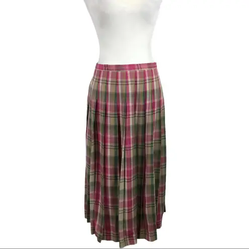 Pendleton VTG Plaid Pleated Skirt Blazer Suit Set Academia Pink Green Size Large