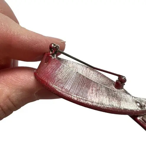 Monet Vintage Heart Disease Ribbon Brooch Pin Fashion Jewelry Red