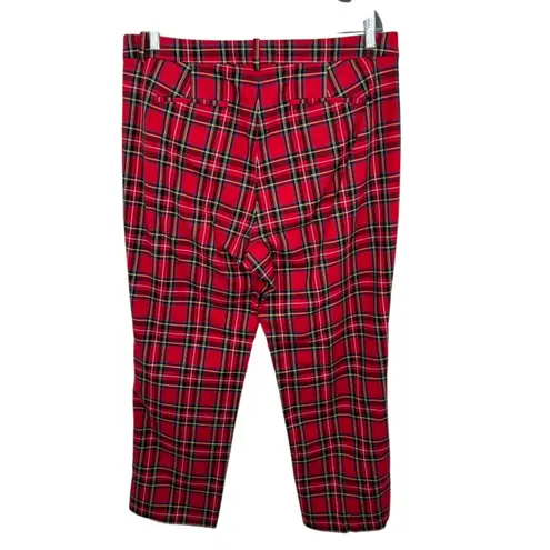 J Crew Kallie Pant Women Size 16 Red Plaid Straight Leg Preppy Chic NWT