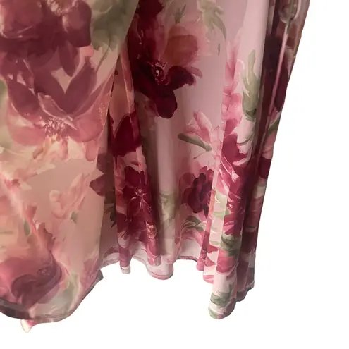 Chris & Carol Women's Size Large Pink Floral Wrap Above Knee Dress